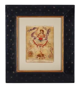 Dancer Tattoo Design by Samuel F. O'Reilly (New York, ca. 1890) 8 x 6 in. (20.3 x 15.2 cm.), Frame: