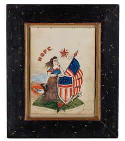 "Hope" Tattoo Design by Samuel F. O'Reilly (New York, ca. 1890) 8 x 6 in. (20.3 x 15.2 cm.), Frame: