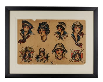 Pirate Girls and Other Tattoo Designs by "Sailor Flynn" (Portland, Oregon, ca. 1930) 9 x 13 1/2 in.