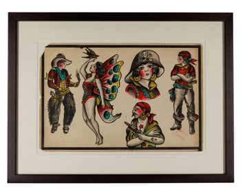 Pirates and Other Tattoo Designs by "Sailor Flynn" (Portland, Oregon, ca. 1930) 10 x 15 in. (25.4 x