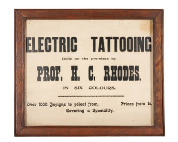 Electric Tattooing Broadside for Cecil Rhodes (England, ca. 1920) Sight: 9 1/2 x 11 1/2 in. (24.1 x