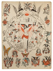 Crucifixion Back Piece and Other Tattoo Designs, WWI Era (America, ca. 1915) 30 x 22 in. (76.2 x