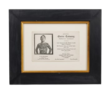 A.B. "Cap" Coleman Tattoo Artist Oversize Business Card (Norfolk, Virginia, ca. 1918) 3 1/2 x 5 1/4