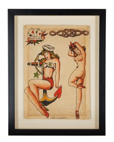 Pin-Up Girls Tattoo Designs by "Brooklyn Joe" Lieber (Oakland, ca. 1945) 13 x 9 in. (33 x 22.9 cm.),