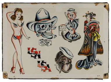 U.S. Navy and Other Traditional Tattoo Designs by "Brooklyn Joe" Lieber (Oakland, ca. 1945) 10 x 14
