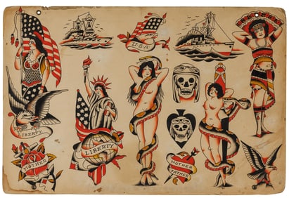 Traditional American Tattoo Designs by Harry Lawson (Los Angeles, California, ca. 1930) 12 x 18 in.