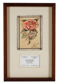 Rose Tattoo Design and Business Card by "Stoney" St. Clair (Tampa, Florida, ca. 1960) Flash: 6 1/4 x