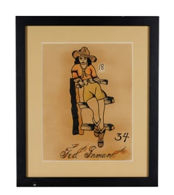 Cowgirl Tattoo Design by Ted Inman (Augusta, Georgia, ca. 1950) Sight: 9 1/2 x 7 in. (24.1 x 17.8