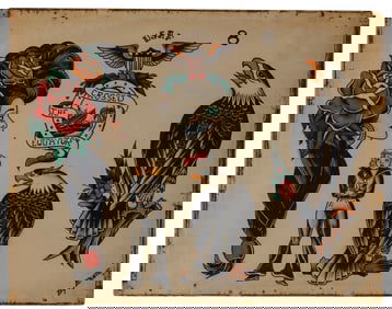 American Eagles and Other Tattoo Designs by Ernie (Los Angeles, ca. 1945) 11 x 13 1/2 in. (27.9 x