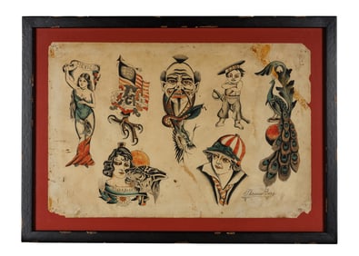"Tiger Rose" and Other Tattoo Designs by Tom Berg (San Francisco, ca. 1910) 12 x 17 3/4 in. (30.5 x