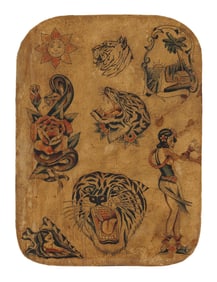 Tiger Heads and Other Tattoo Designs by Tom Berg (San Francisco, ca. 1920) 13 3/4 x 10 1/4 in. (34.9