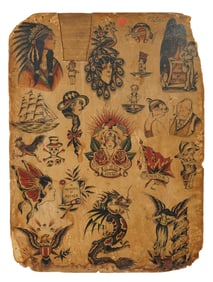 "Rose of No Man's Land" and Other Tattoo Designs by Tom Berg (San Francisco, ca. 1920) 19 3/4 x 14