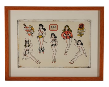 Pin-ups and Other Tattoo Designs by Earl Brown (Biloxi, Mississippi, ca. 1950) 10 x 15 in. (25.4 x
