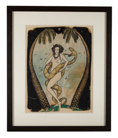 Woman with Snake Tattoo Design by Gus Wagner (America, ca. 1920) 12 3/4 x 9 1/2 in. (32.4 x 24.1