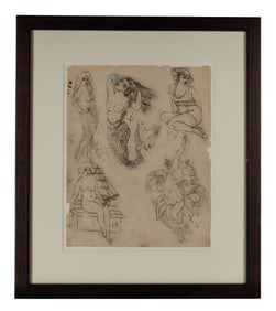 Mermaid and Other Early Pin-up Tattoo Designs (America, ca. 1920) 10 x 8 in. (25.4 x 20.3 cm.),