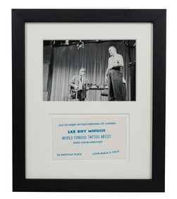 Leroy Minugh and Steve Allen Tattoo Photograph and Business Card (Long Beach, ca. 1960) Photo,