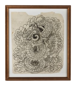 Large Dragon Tattoo Design by "Sailor Jerry" Swallow (Canada, ca. 1970) 15 x 12 1/2 in. (38.1 x 31.8