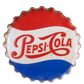 Pepsi-Cola Bottle Cap Sign (St. Louis, 1965) Diameter: 28 in. (71.1 cm.)