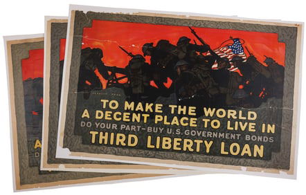 Three WWI Liberty Loan Posters by Herbert Paus (Chicago, 1918) 36 x 56 in. (91.4 x 142.2 cm.)