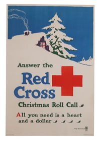 WWI Red Cross Poster by Ray Greenleaf (New York, ca. 1918) 30 x 20 in. (76.2 x 50.8 cm.)