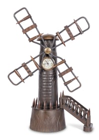 Trench Art Windmill Clock Made from Artillery Shells and Bullets, WWI Era, Overall: 23 x 7 x 17 1/2