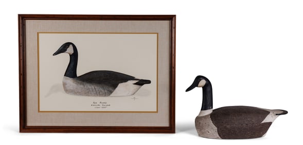 Canada Goose Decoy by Ken Harris with Painting by Robert Jackson Decoy: 13 1/2 x 10 x 24 in. (34.3 x