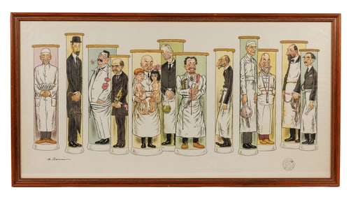 "The French Surgeons Lithograph by Adrian Barrere (France, ca. 1910) Frame: 21 3/4 x 41 1/2 in.
