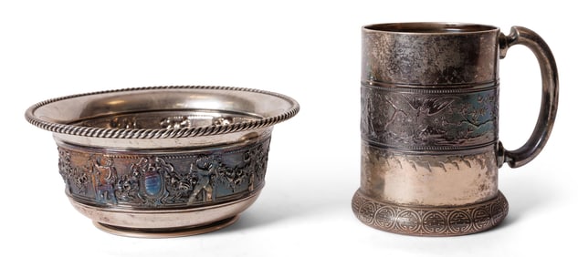 Gorham Sterling Silver Bowl and Mug Bowl: 2 1/2 x 5 3/4 in. (6.4 x 14.6 cm.)