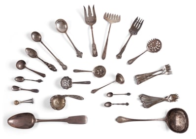 Group of 33 Pieces of Sterling and Coin Silver Cutlery