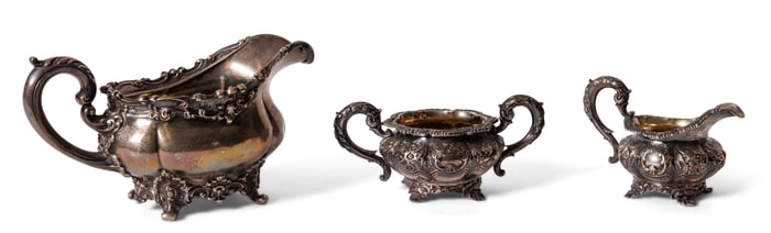 Three Pieces of English and American Sterling Silver Holloware