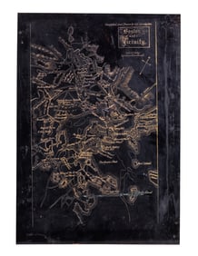 Engraved Copper Plate for Boston Revolutionary War Map by Carrington 17 x 12 in. (43.2 x 30.5 cm.)