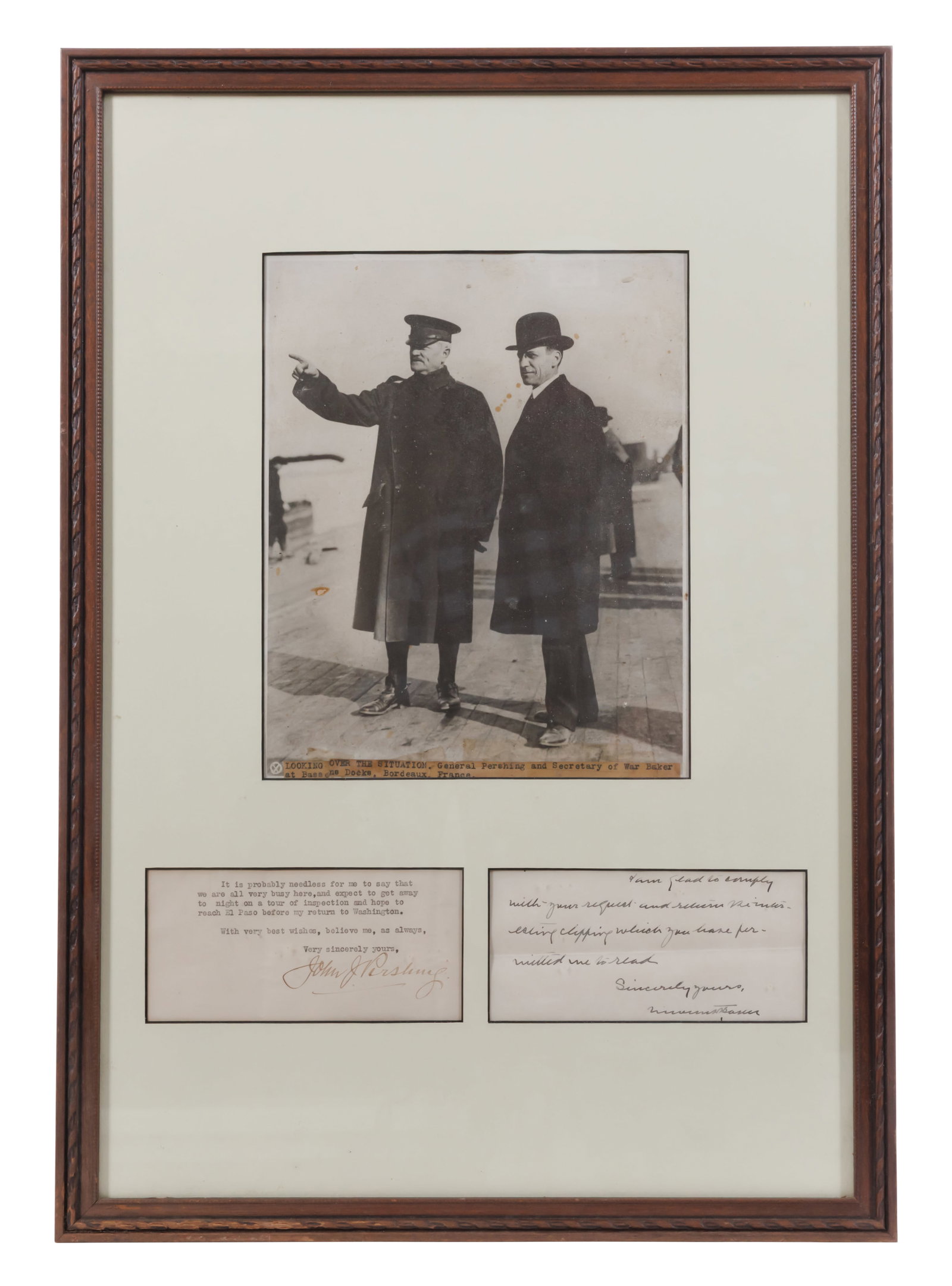 General John J. Pershing and Newton D. Baker Photograph With Signed Letters, World War I [Military - (1 of 5)