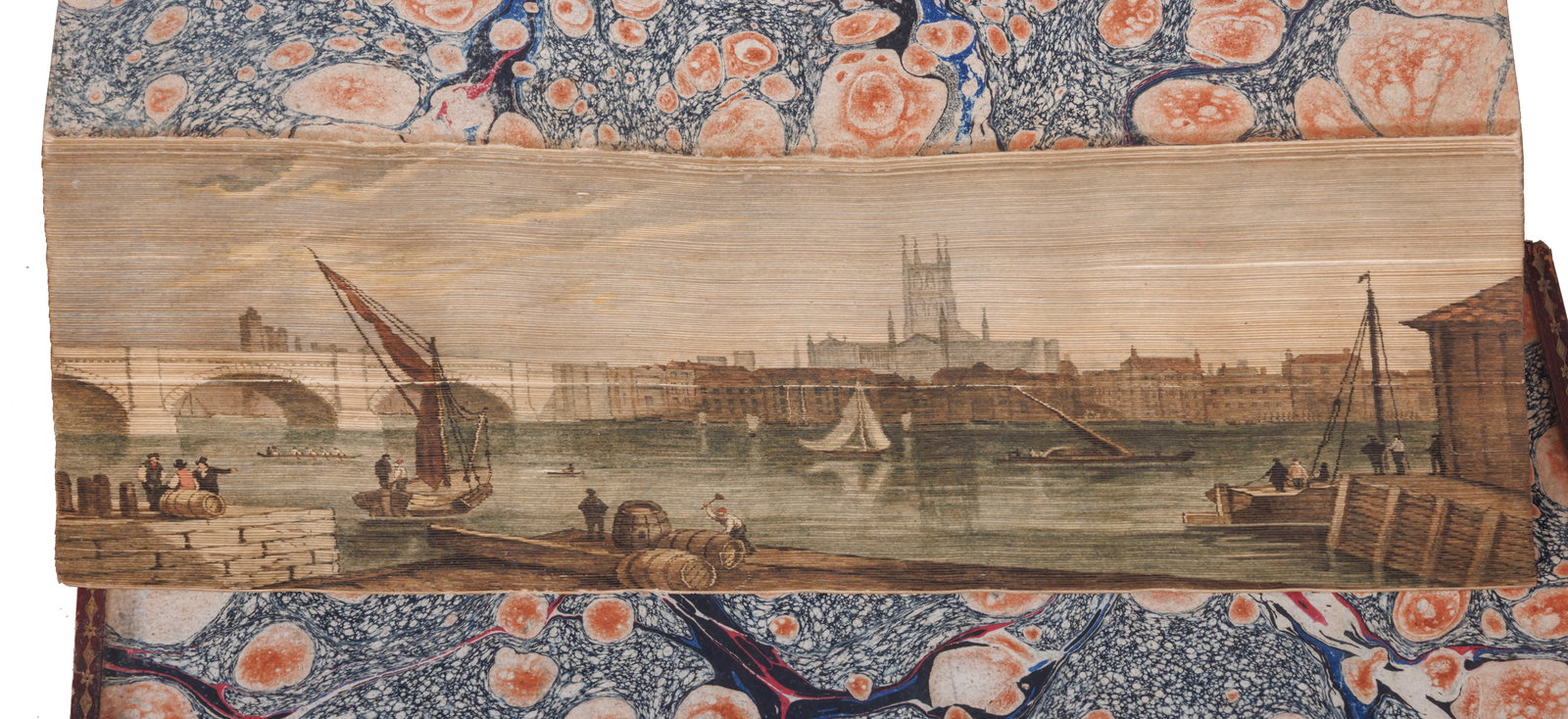 [Fore-Edge Painting] Dress & Habits of England by Joseph Strutt (London, 1796 and 1799) Each: 11 1/2 (1 of 7)