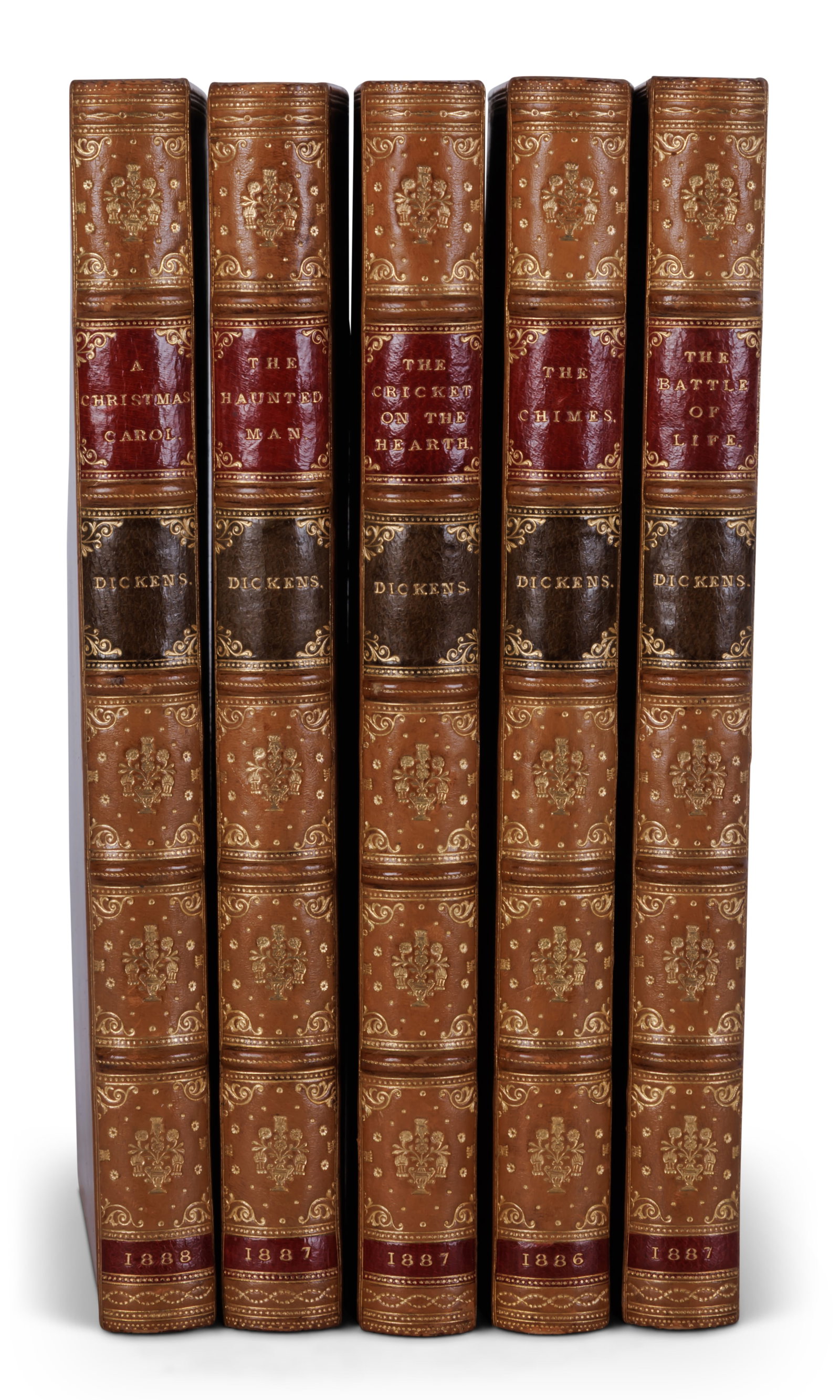 Finely Bound Set of Christmas Books by Charles Dickens [Rare Book - Fine Binding] (London, (1 of 5)