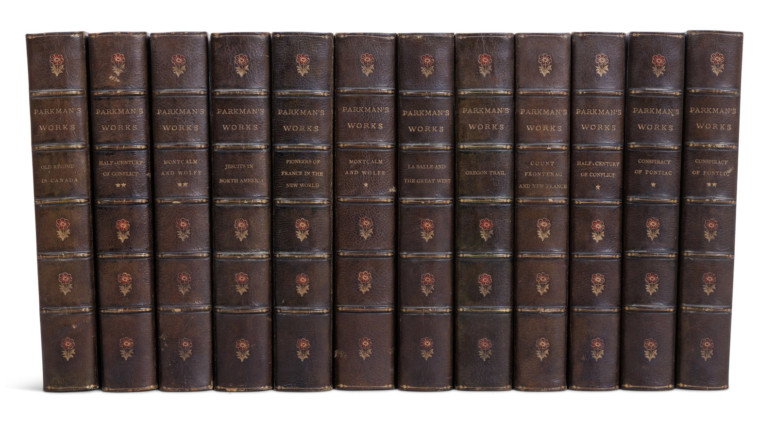 Francis Parkman's Works, Twelve Leather-Bound Volumes [Rare Book - Fine Binding] (Boston, 1892-1894) (1 of 4)