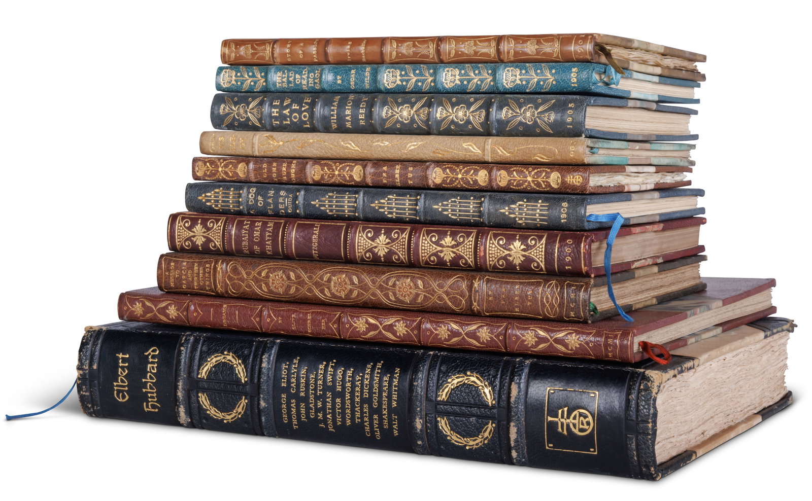 Ten Leather-Bound Roycroft Books [Elbert Hubbard] (New York, 1899-1908) (1 of 2)