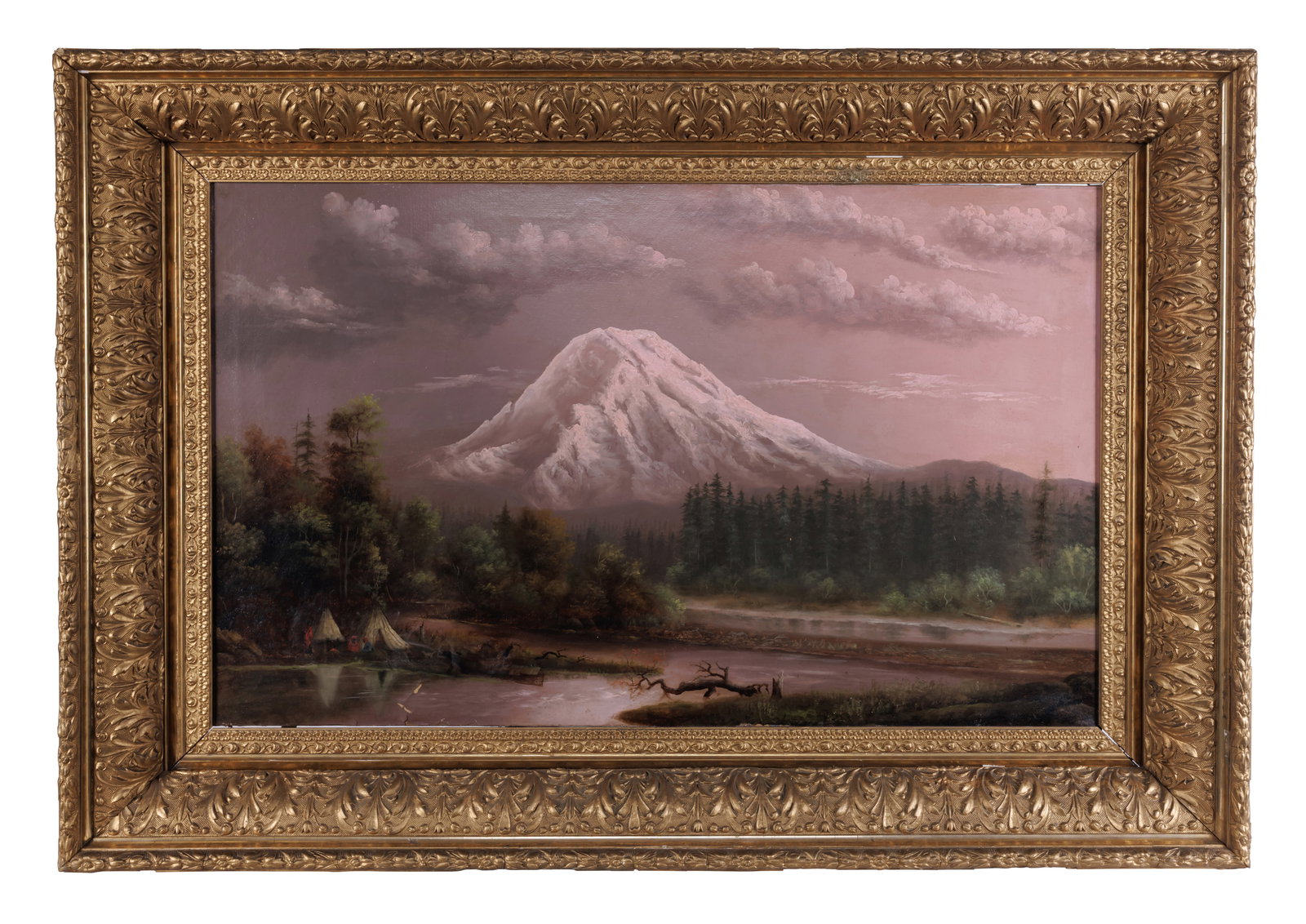 Painting of Mount Shasta, California [Western Art - Fine Art] (California, ca. 1889) Sight: 22 x 35 (1 of 6)