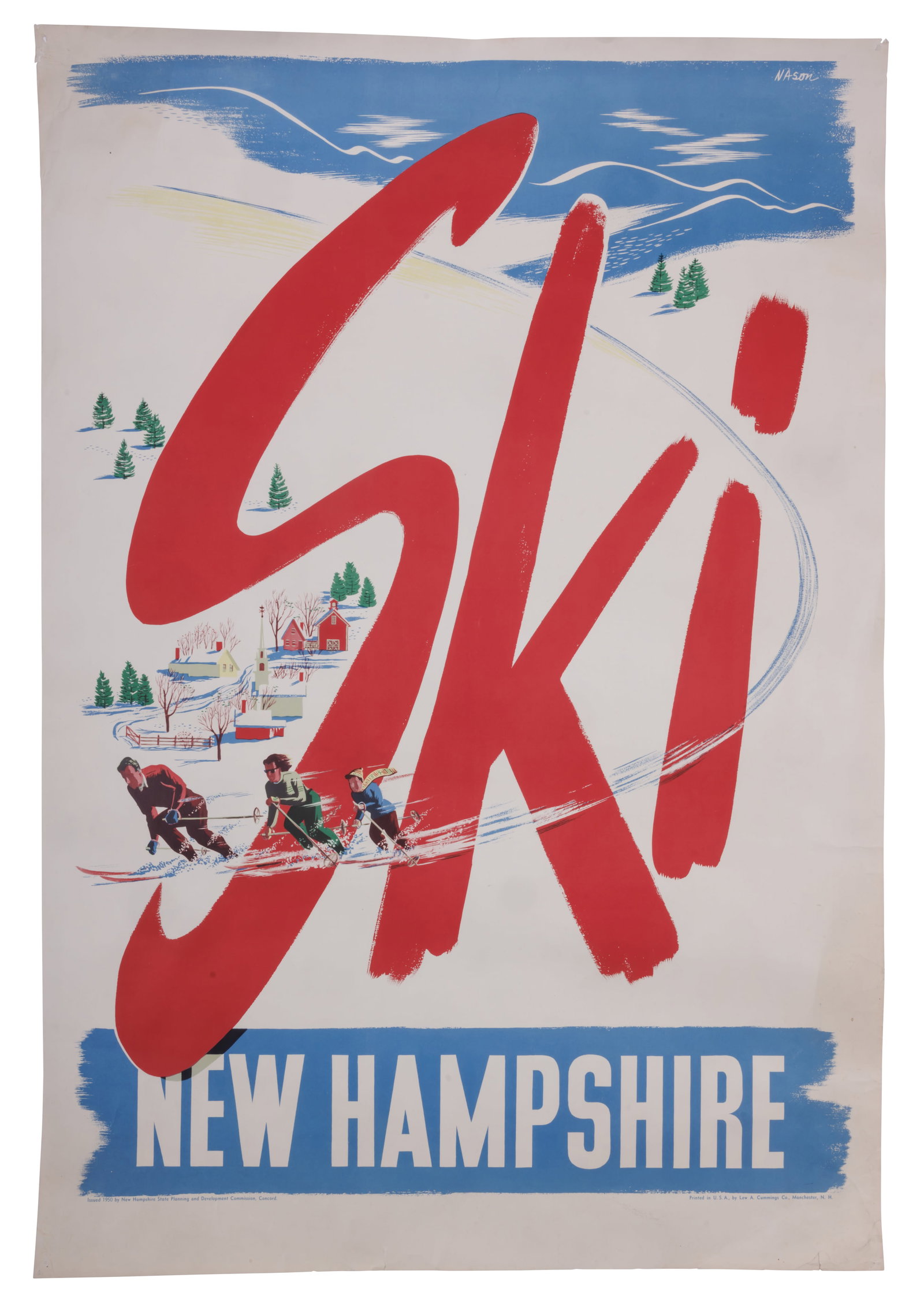 Ski New Hampshire Poster by Ben Nason, 1950 [LiIthograph] (New Hampshire, 1950) 41 x 28 in. (104.1 x (1 of 1)