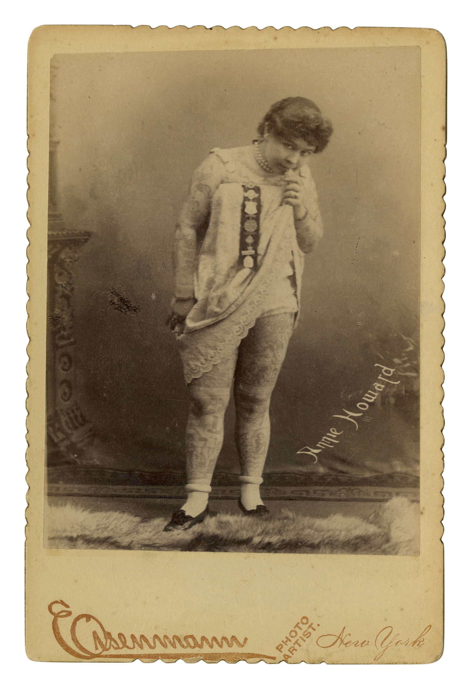 Cabinet Card of Tattooed Lady Annie Howard [Photograph - Circus - Barnum - Bowery], (New York, ca. (1 of 2)