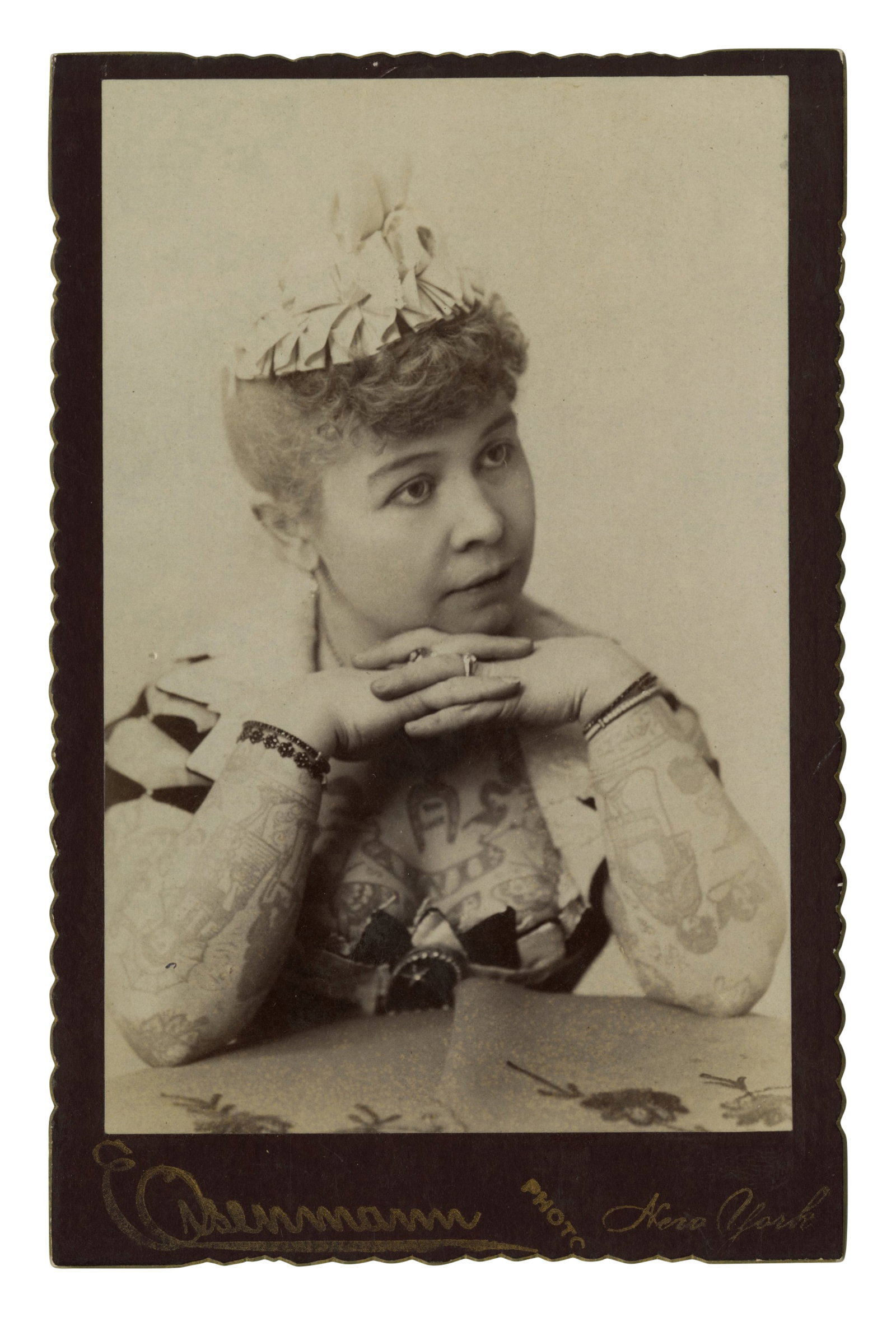 Cabinet Card of Tattooed Lady Annie Howard [Photograph - Circus - Barnum - Bowery], (New York, ca. (1 of 2)