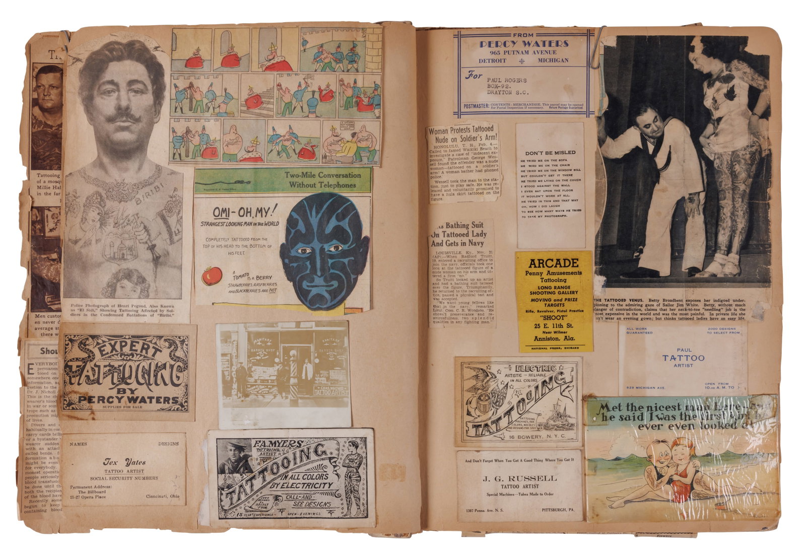 Paul Rogers' Tattoo Photo Scrapbook [Bowery - Dietzel - Archive] (American, 1910-1960) 14 x 1 x 11 (1 of 15)