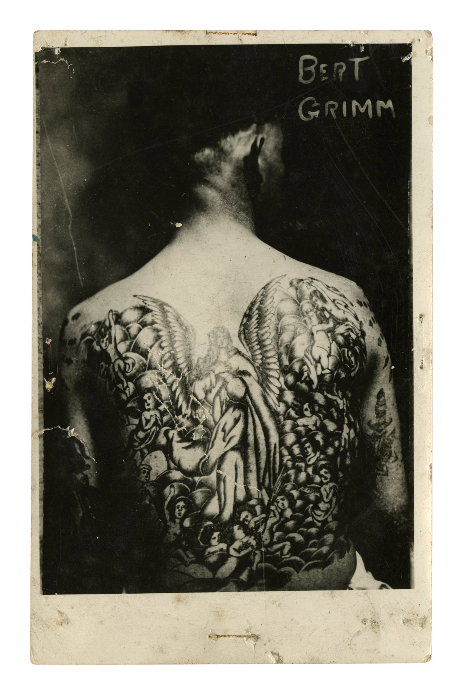 Photo Postcard of Tattoo Artist Bert Grimm, Percy Waters [RPPC - Tattoo] (Detroit, ca. 1925) 5 1/2 x (1 of 2)