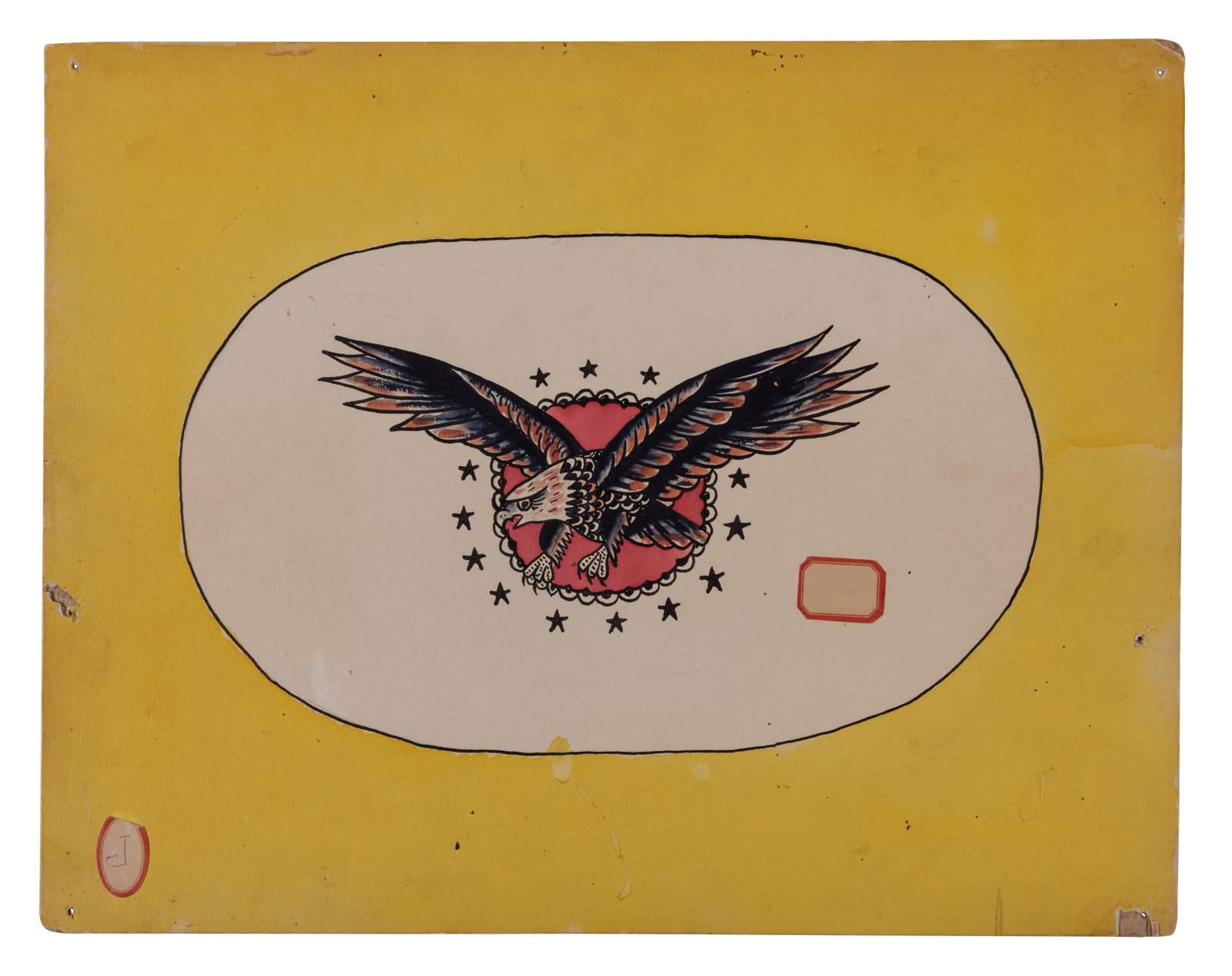 American Eagle Tattoo Chest Piece by Bert Grimm (St. Louis, ca. 1940) 11 x 14 in. (27.9 x 35.6 cm.) (1 of 2)