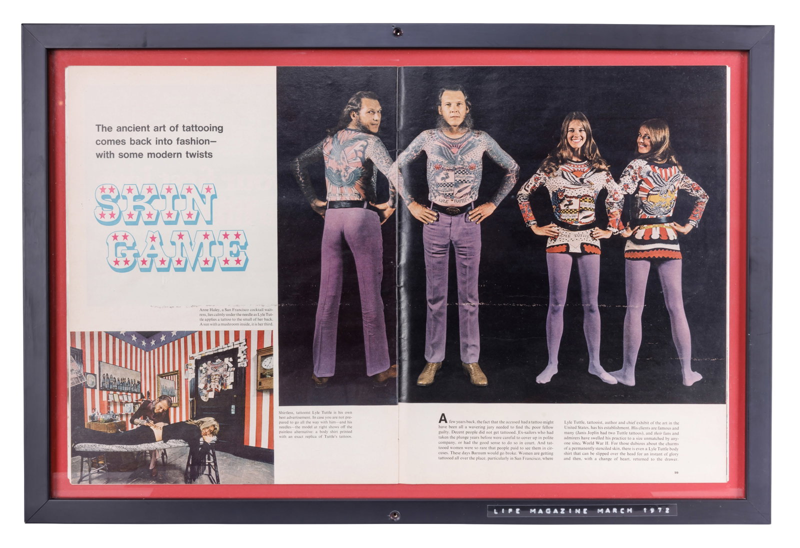 1972 Life Magazine Featuring Lyle Tuttle and His Tattoo Body Shirt [Fashion] (1972) Frame: 15 3/4 x (1 of 2)