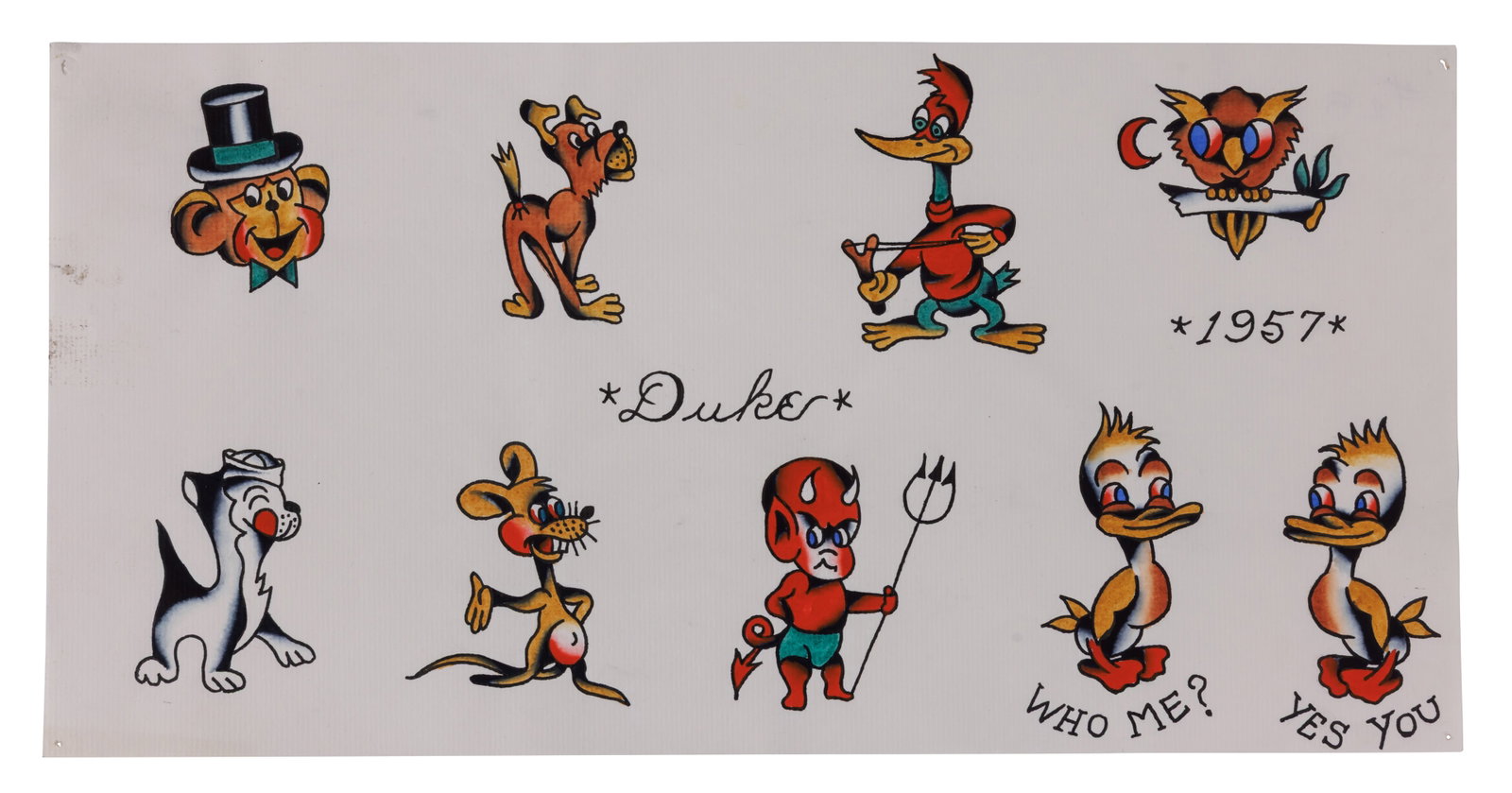 Little Devil and Other Cartoon Tattoo Designs by Duke Kaufman [Folk Art - Outsider] (California, (1 of 2)