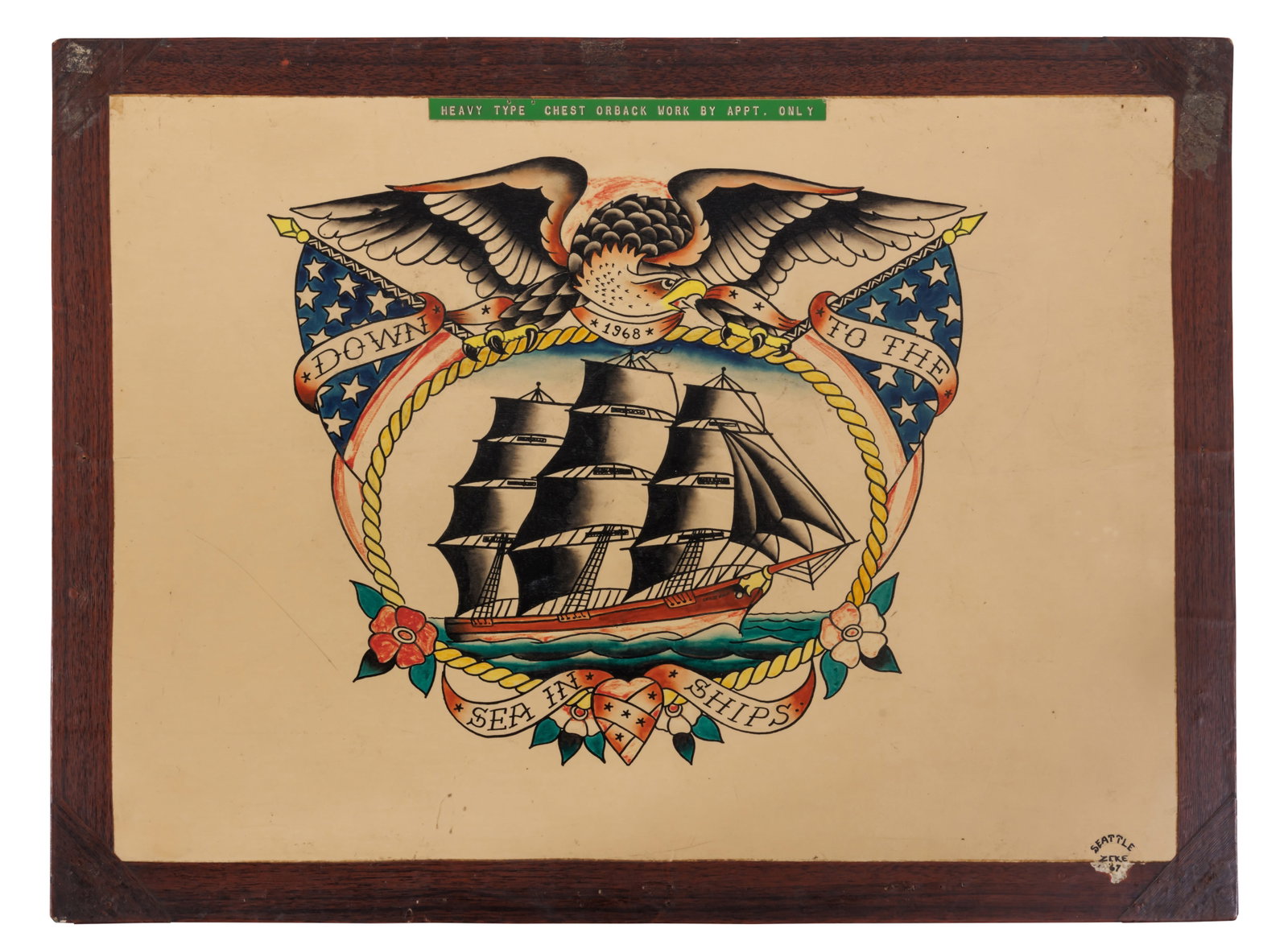 American Eagle Tattoo Chest Piece by Zeke Owen [Folk Art - Outsider] (Seattle, 1967) 15 x 20 in. (1 of 2)