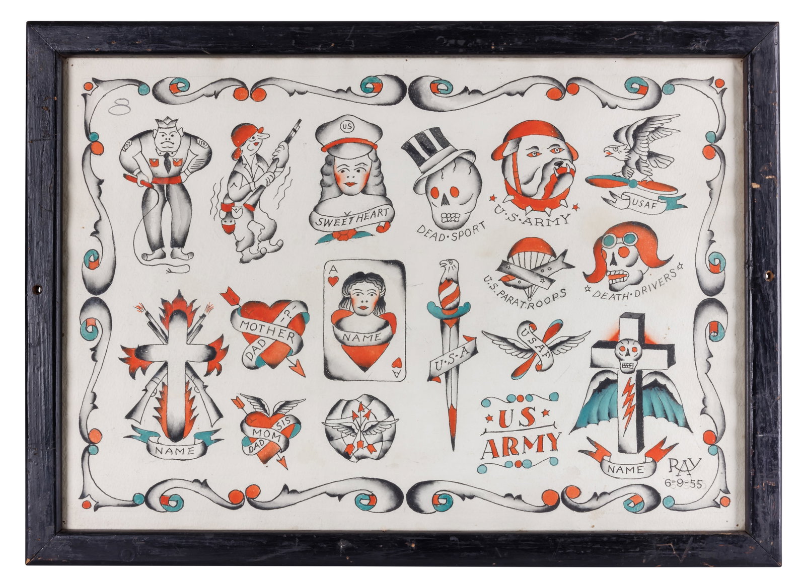 "Death Drivers" and Other Tattoo Designs by "Diamond Ray" Harter [U.S. Army - Paratrooper] (Possibly (1 of 6)