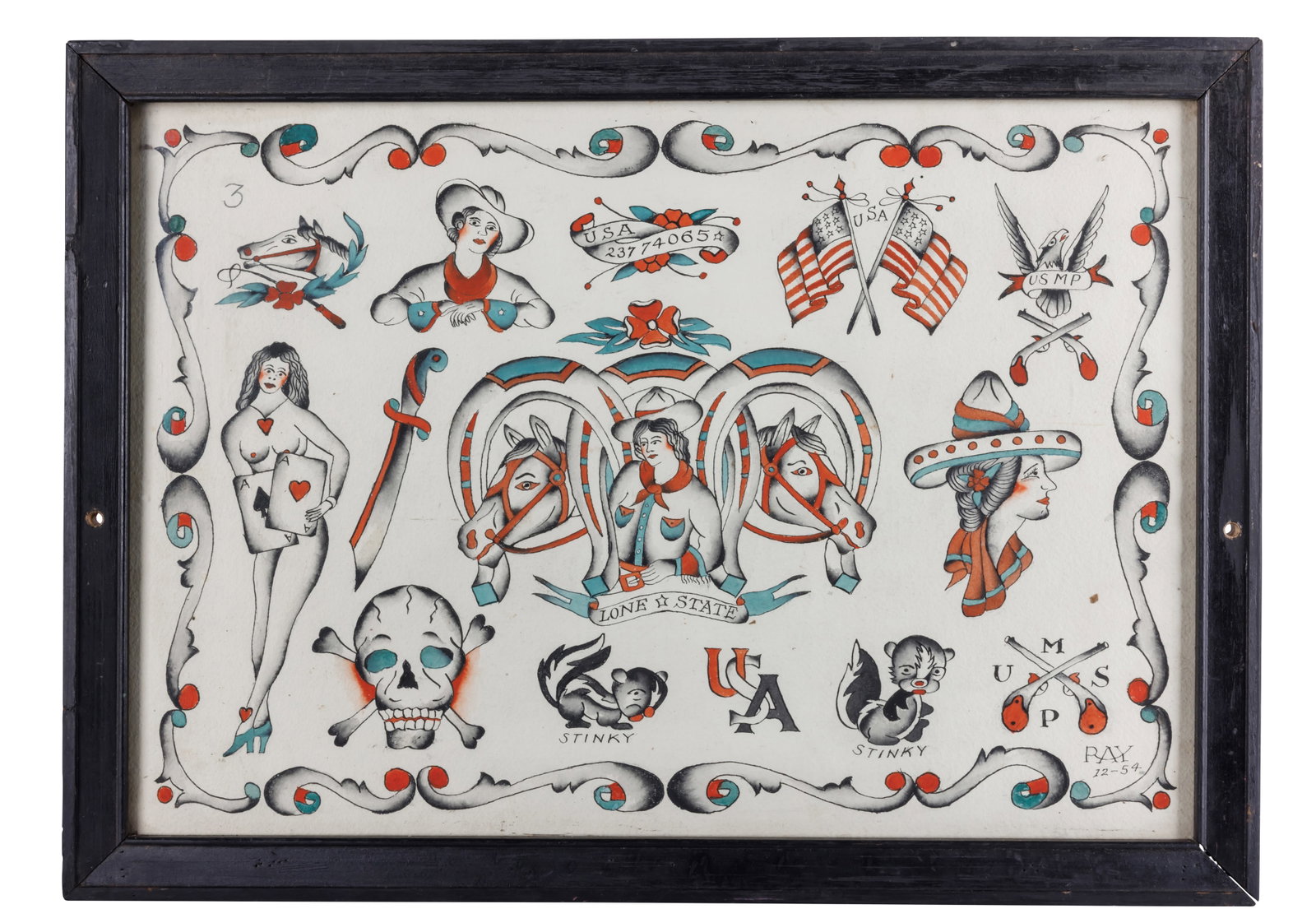 "Lone Star State" and Other Tattoo Designs by "Diamond Ray" Harter [Texas - Military Police] (1 of 6)