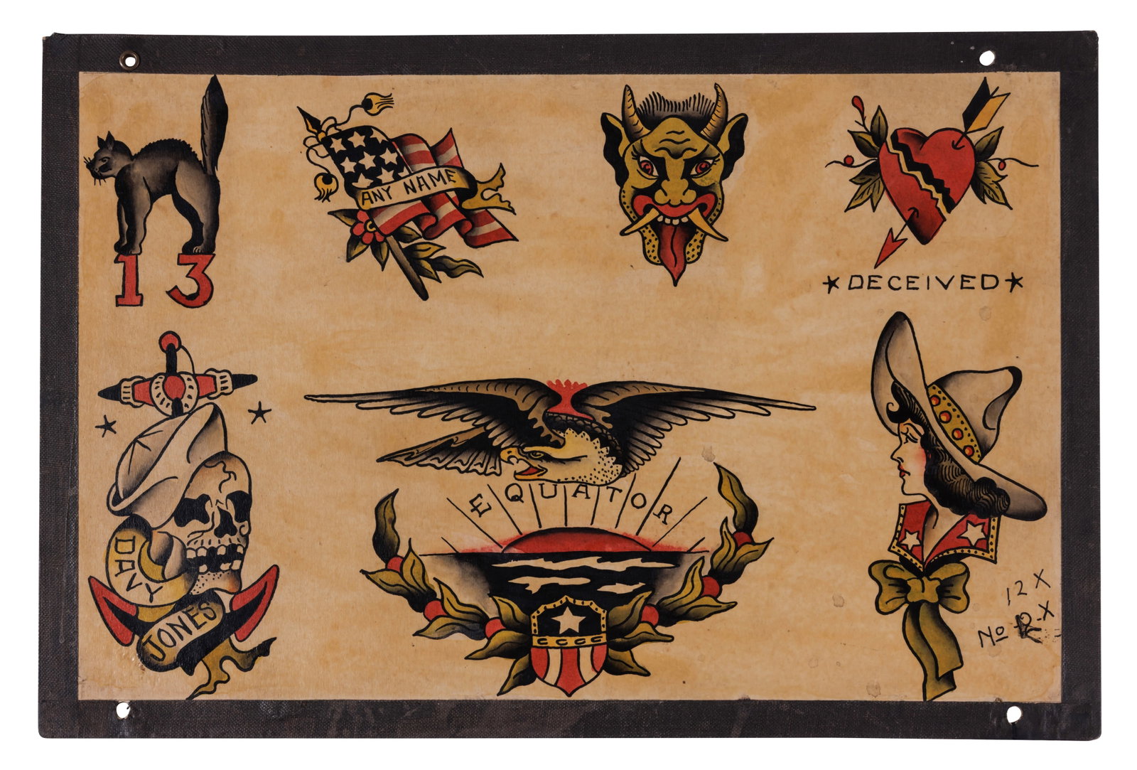 "Davey Jones" and Other Tattoo Designs by "Denver" Ed Smith [Bowery - Folk Art - Outsider], (New (1 of 2)