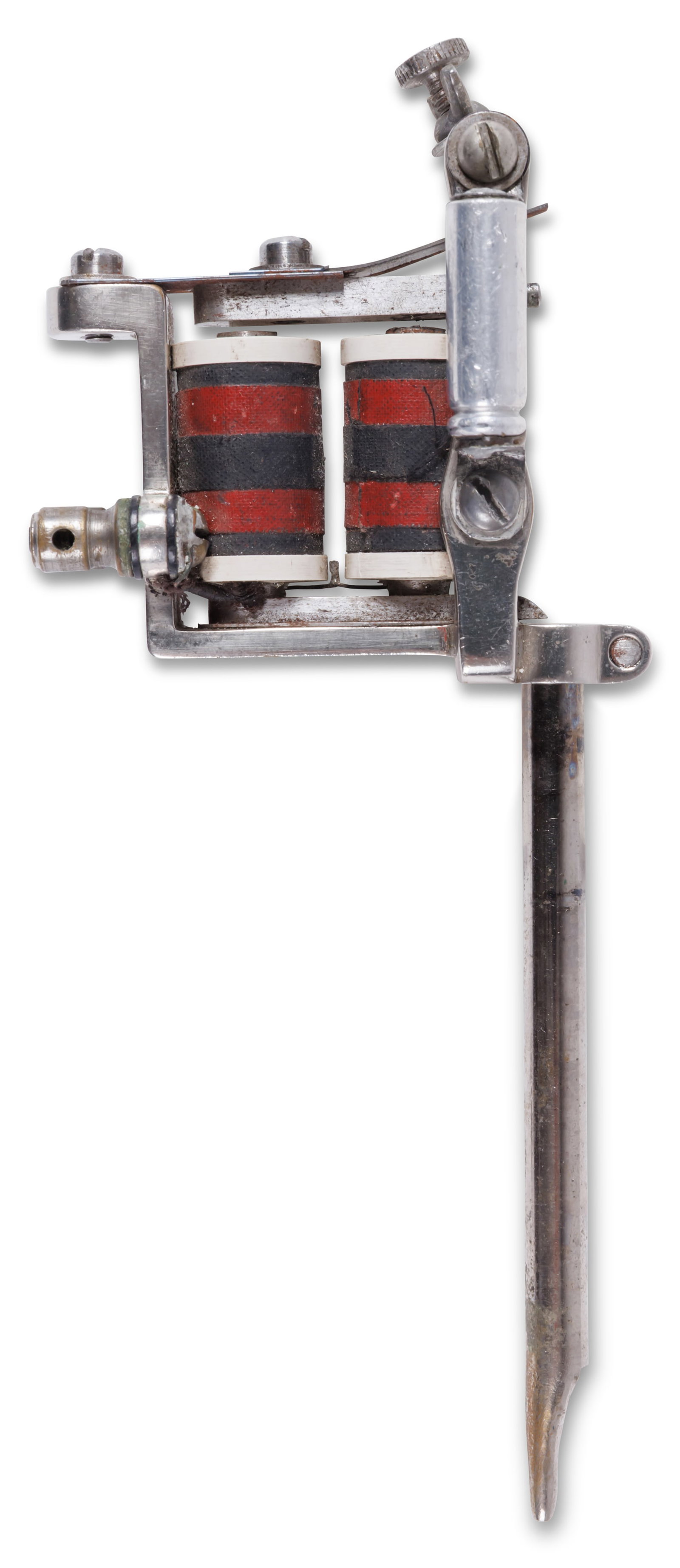 Early Tattoo Machine Built by Doc King (Joliet, Illinois, 1921) 7 in. (17.8 cm.): Early Tattoo Machine Built by Doc King (Joliet, Illinois, 1921) Rare and exceptional tattoo machine built by pioneering tattoo artist Joseph W. Agnich (1897-1975), better known as Doc King, Joliet, Il